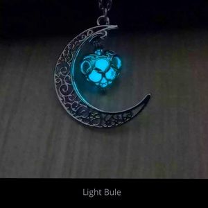 glowing in the dark moon necklace
